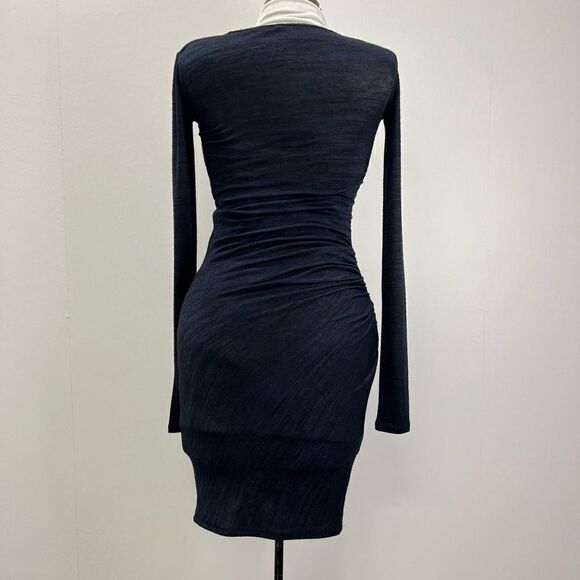 Rag & Bone Jeans Navy Twist Dress Long Sleeve Ruched Scoop Neck Bodycon Size XS - Picture 7 of 10